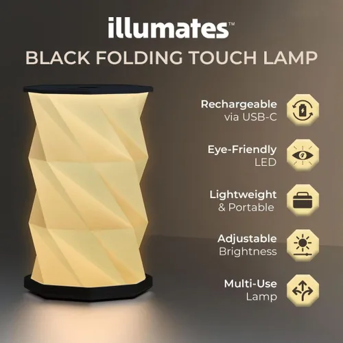 Vista 2 de Origami - Lámpara de escritorio LED plegable expandible – USB recargable y portátil – Luz de control táctil regulable con altura ajustable de hasta