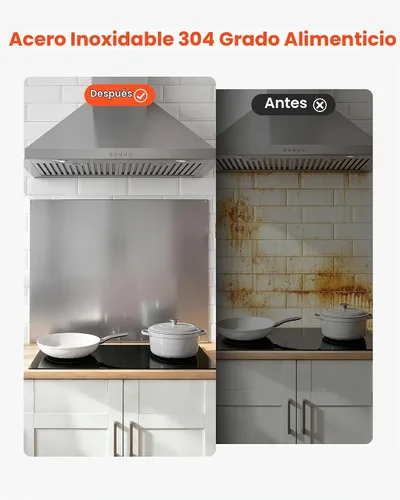 Vista 5 de VEVOR Protector contra salpicaduras de acero inoxidable de 30 x 24 pulgadas para estufa, protector de salpicaduras ultra plano, protector de pared