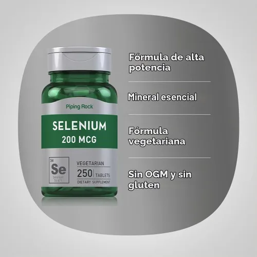 Vista 4 de Piping Rock Tabletas de selenio de 200 mcg 250