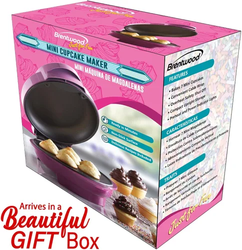Vista 4 de Brentwood TS-252 antiadherente 7 Mini máquina para hacer cupcakes, rosa