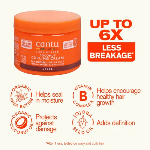 Vista 4 de Cantu Crema rizadora de coco con manteca de karité para cabello natural, 12 onzas