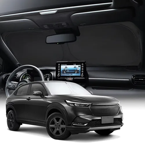 Vista 9 de Neverland Cubierta para parabrisas de automóvil, tela Oxford con revestimiento plateado de alta calidad, diseño plegable, protección UV para Honda