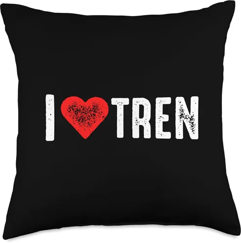 Vista 4 de I Love Tren Throw Pillow, 16x16, Multicolor
