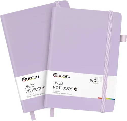 Vista 19 de Oucaru Cuaderno rayado, paquete de 4, 180 páginas, diarios A5 para escribir, papel grueso de 100 GSM, cuadernos pequeños diarios para mujeres