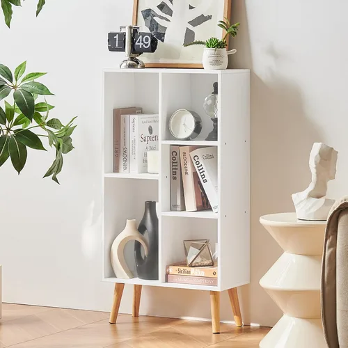 Vista 69 de LEYAOYAO Estantería de 5 cubos de 3 niveles con patas, estante negro menta para libros para niños, bonito organizador de almacenamiento, estantes