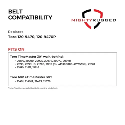 Vista 3 de MightyRugged 120-9470 Correa de tracción para Toro TimeMaster 30 en Walk