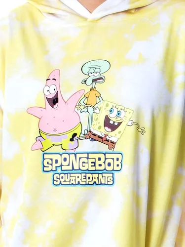 Vista 4 de INTIMO Spongebob Squarepants Tie Dye - Conjunto de pijama con capucha para mujer, Amarillo