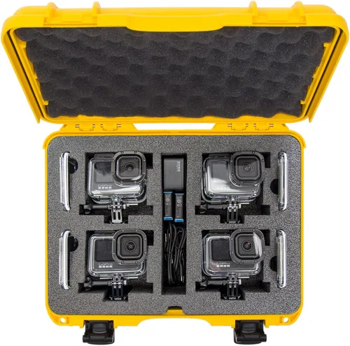 Vista 7 de NANUK 910 Estuche rígido impermeable con inserto de espuma para cuatro GoPro Hero 9 y 10 - Amarillo (910-4GOPH94)