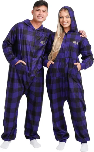Vista 29 de FOCO Unisex NFL Team Logo Pajamas One Piece Onesie Patrón feo navideño