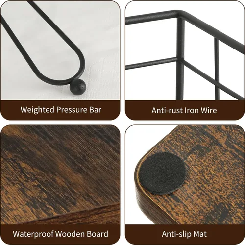 Vista 5 de YINMIT Servilletero para Mesa, Servilleteros de Granja con Brazo Ponderado, Servilleteros de Madera Rústicos para Servilletas de Papel