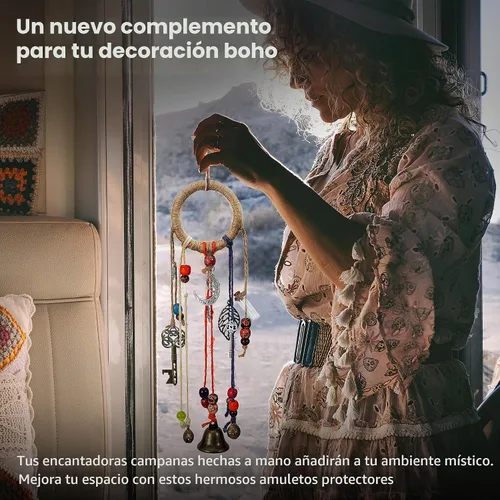 Vista 4 de Campanas de bruja para protección de pomo de puerta, campana de altar Wicca para protección de energía negativa, decoración de pomo de puerta