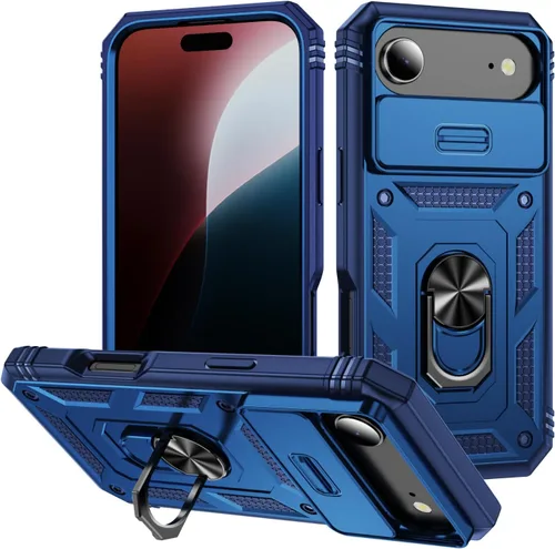 Vista 11 de Funda para iPhone 14, a prueba de golpes, resistente a los impactos, con lente deslizante protectora para iPhone 14 (6.1 pulgadas) (azul)