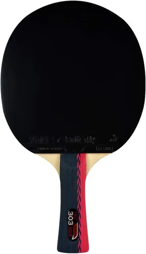 Vista 2 de Butterfly B303FL Shakehand Table Tennis Racket - China Series - Racket and Case Set with A Combination Smooth & Pips-Out Rubber - Recommended for