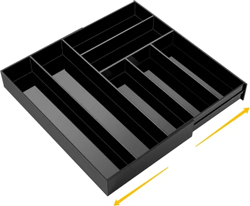 Vista 10 de Briwooody 1 pieza organizador de cajones de escritorio de acrílico de 2 pulgadas de altura, bandejas organizadoras de cajones expandibles con 8