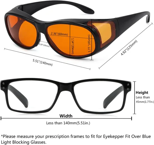 Vista 5 de Eyekepper Paquete de 2 lentes de bloqueo de luz azul que se ajustan sobre anteojos de computadora