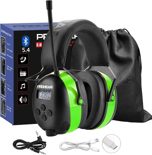 Vista 13 de PROHEAR 033 - Auriculares con radio AM/FM Bluetooth 5.4 - Batería recargable USB C de 2000mAh - Auriculares con radio para protección auditiva
