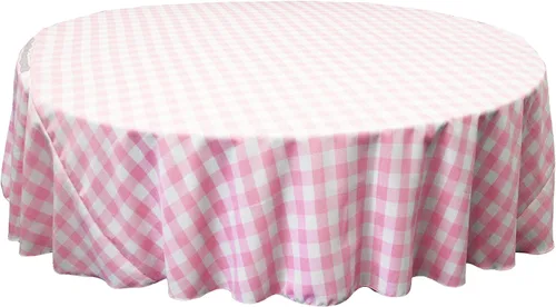 Vista 33 de Mantel LA Linen, redondo, a cuadros, polivinílico, 51 pulgadas.