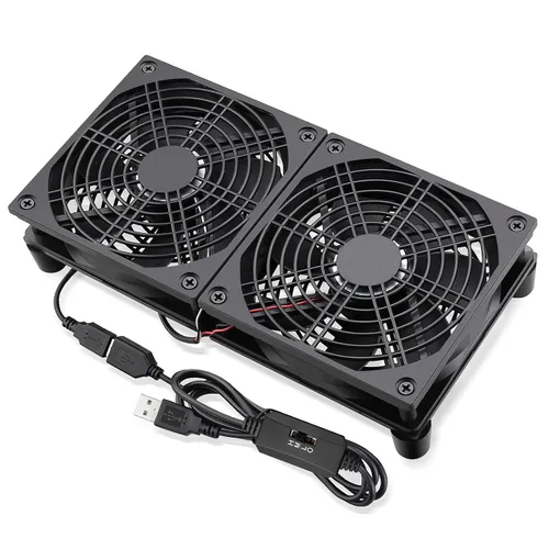 Vista 8 de GDSTIME Enfriador de ventilador silencioso con control de 3 velocidades, L/M/H, CC 5 V alimentado por USB dual 4.724 in ventilador de caja