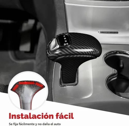 Vista 6 de Jimen Compatible con Jeep Grand Cherokee 2014-2015, 3 piezas de cubierta de pomo de cambio (fibra de carbono)