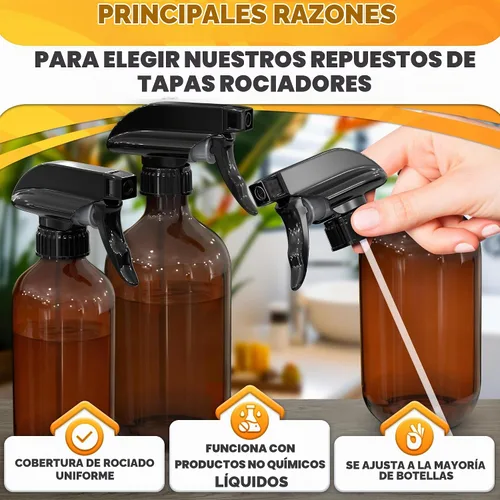 Vista 4 de Paquete de 4 boquillas de pulverización para botellas, tubo de ajuste para 4 Pcs Negro