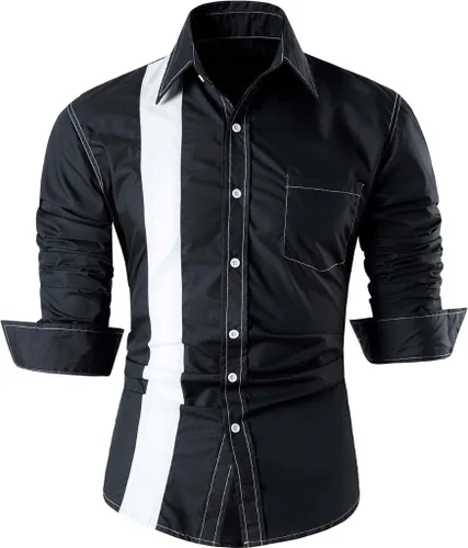 Vista 129 de jeansian - Camisas de manga larga de ajuste entallado para hombre (8397), con botones, informales y de vestir.