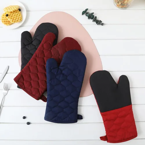 Vista 3 de Glynniss Guantes de horno resistentes al calor, 2 guantes de silicona para horno, superficies de agarre antideslizantes, guantes de cocina