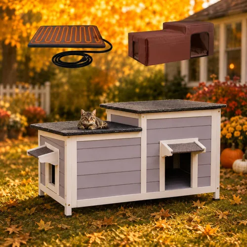 Vista 12 de GUTINNEEN Heated Outdoor Cat House Weatherproof, Insulated Liner, Outside