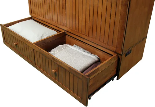 Vista 5 de Mega Solutions Murphybedz Tuscany Cama armario Murphy con estación de carga de 15 cm, tamaño queen (roble rubio).. (Blonde Oak)