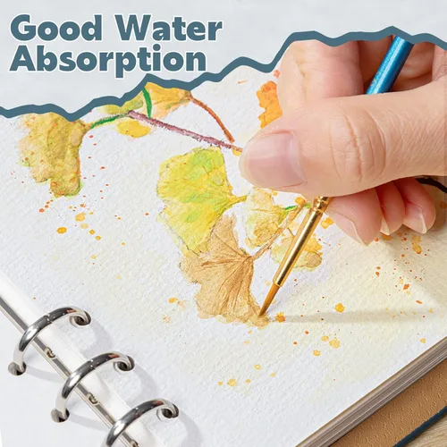 Vista 3 de Prudiut 30 hojas cuaderno de bocetos de acuarela, 140 lb/300 GSM papel de acuarela prensado en frío diario de acuarela para pintar, dibujar, medios