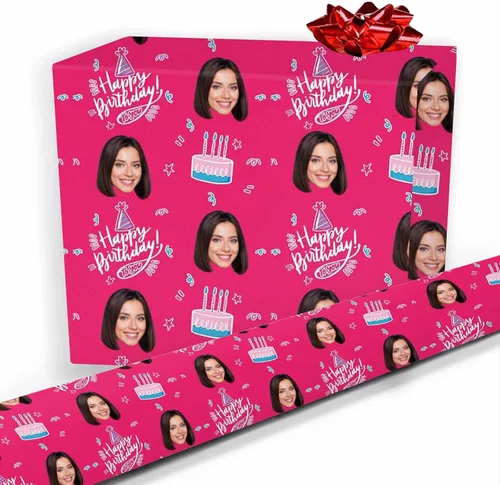 Vista 36 de Papel de regalo personalizado, divertido papel de regalo para cara, foto, nombre, Día del Padre, rollo de regalo para papá, hombres, mujeres, niños