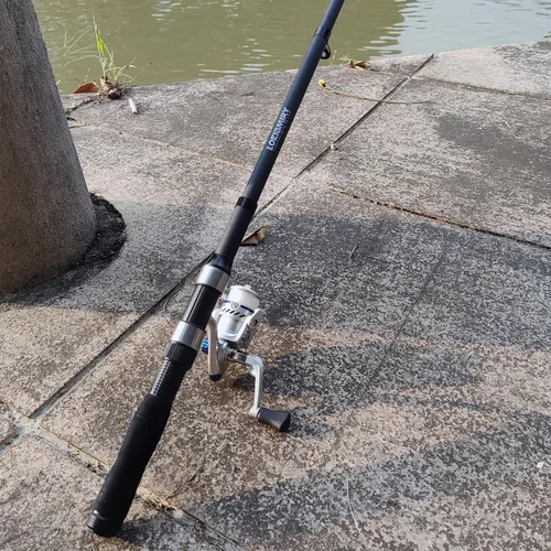 Vista 8 de Combo de caña de pescar y carrete - 2 piezas de cañas retráctiles de 2.1 m, 2 piezas de carretes giratorios, juego de señuelos, alicates de pesca