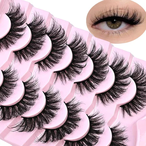 Vista 4 de IFSOWDRA Paquete de pestañas de ojo de gato, aspecto natural, corta, Wispy Strip Mink Lashes Pack