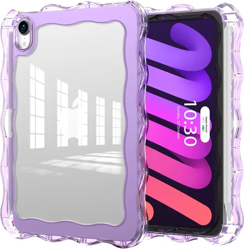 Vista 31 de Funda para iPad mini 7 (A17 Pro) generación 2024 de 8.3 pulgadas, 6ª generación 2021 de 8.3 pulgadas, TPU duradero con borde ondulado, policarbonato