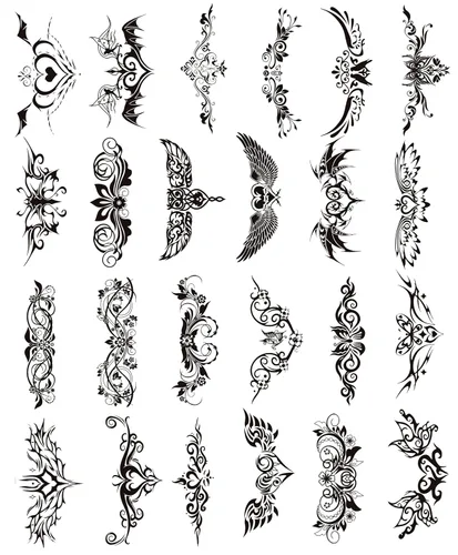 Vista 8 de Tatuajes de niña traviesa de 24 hojas, tatuajes temporales de ala negra para mujeres, damas y niñas, diseños de flores sexys para la parte inferior