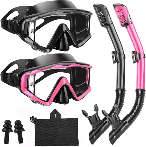 Vista 10 de Equipo de esnórquel para adultos, jóvenes y niños, juego de máscara de esnórquel, máscara de buceo, gafas de natación, máscara de buceo, a prueba