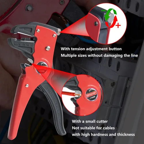 Vista 3 de WISEUP Pelacables y cortador automático de tiras rápidas, alicates de punta de águila (7 pulgadas), cortador de cables 2 en 1 para cables