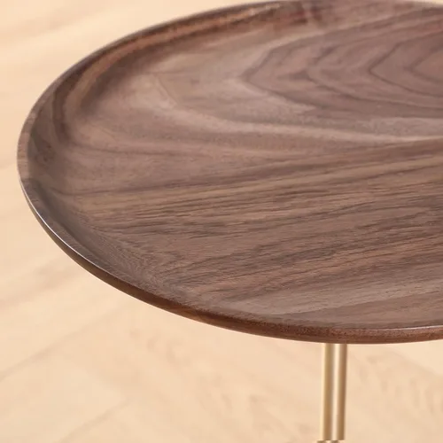 Vista 6 de COZYMATIC Castiglia - Mesa auxiliar redonda, mesa de centro con pedestal con mesa de madera, mesa de bebidas, mesa de sofá para sala de estar
