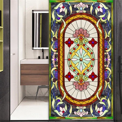 Vista 7 de Película decorativa sin pegamento para ventana, diseño moderno y clásico, para ventana, 15.7 x 23.6 pulgadas