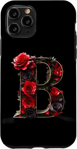 Vista 29 de B Monogram Letter Red Roses Floral Case for iPhone 17