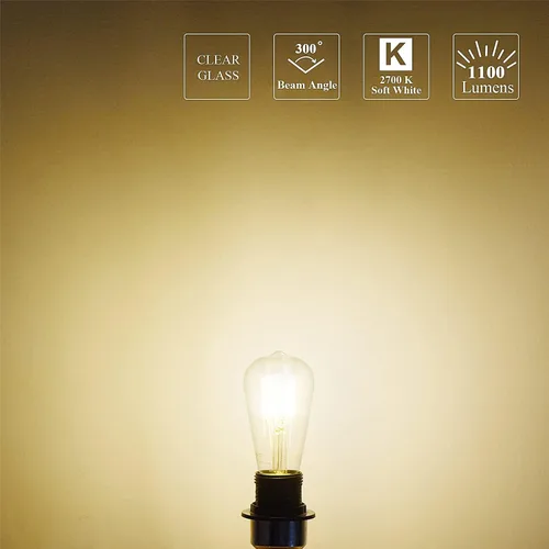 Vista 3 de MASTERY MART Bombilla LED de 100 W, bombillas Edison, bombillas regulables E26, 2700 K, blanco suave brillante, 9 W, 1100 lúmenes, bombilla vintage