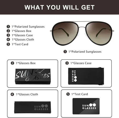 Vista 5 de POLARKING Gafas de sol polarizadas de aviador de gran tamaño para mujeres y hombres, ovaladas de doble puente con marco de metal, protección UV400