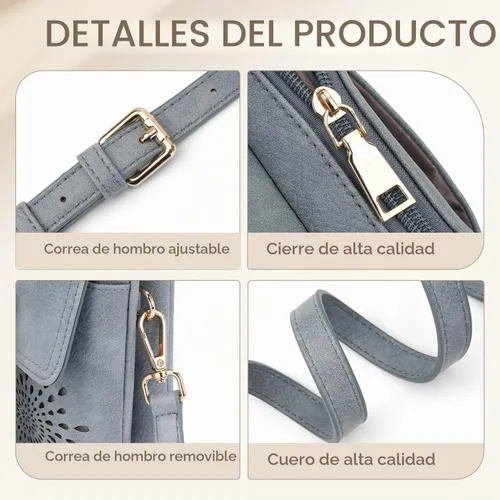 Vista 5 de APHISON Bolsos cruzados pequeños para mujer, a la moda, cartera de cuero para teléfono, monederos para tarjetas, ranuras para tarjetas con correa