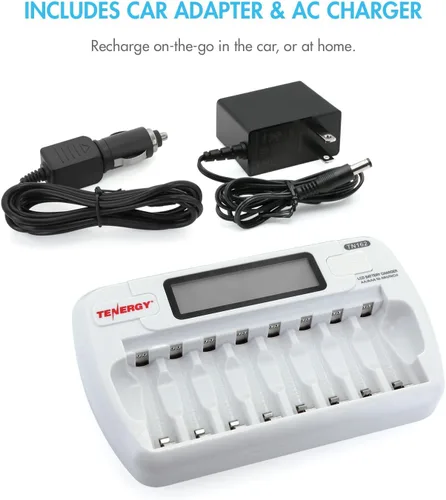 Vista 6 de Tenergy TN162 8-Bay Smart LCD cargador de batería para baterías recargables AA/AAA NiMH/NiCd
