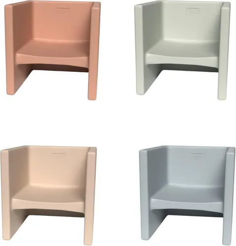 Vista 16 de Children's Factory Silla cúbica 3 en 1 para niños, muebles de aula de asientos flexibles, paquete de 1, almendra Polyethylene Toddler Outdoor
