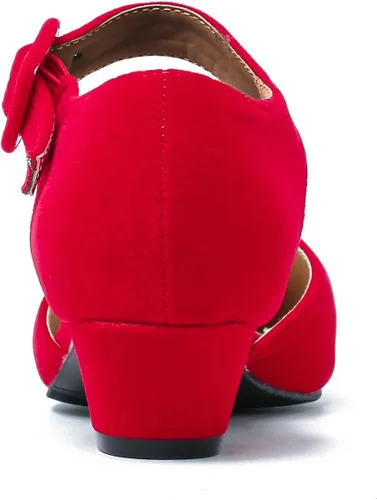 Vista 8 de LIURUIJIA Zapatos de vestir con correa de tobillo y tacón bajo y grueso para mujer, para el trabajo, boda, fiesta, baile