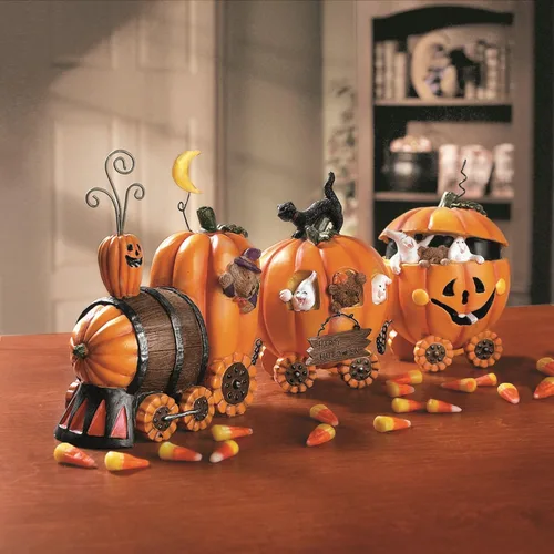 Vista 2 de Accesorios decorativos. The Pumpkin Express Train, trencito de calabazas x1.