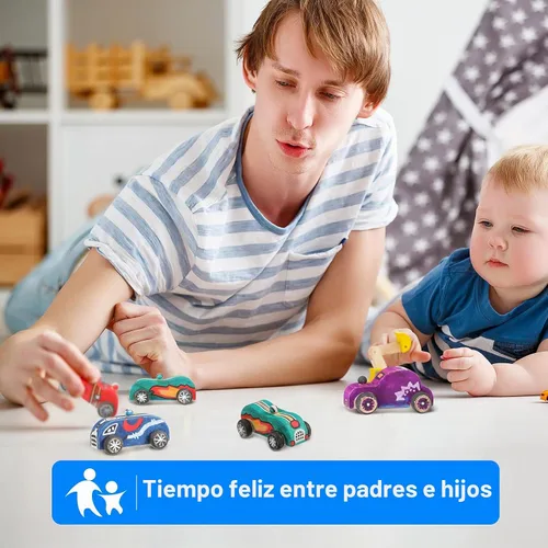 Vista 5 de 12 piezas de madera DIY coche juguetes pintables autos de carreras sin terminar juguete de madera pintura kit de manualidades para estudiantes fácil