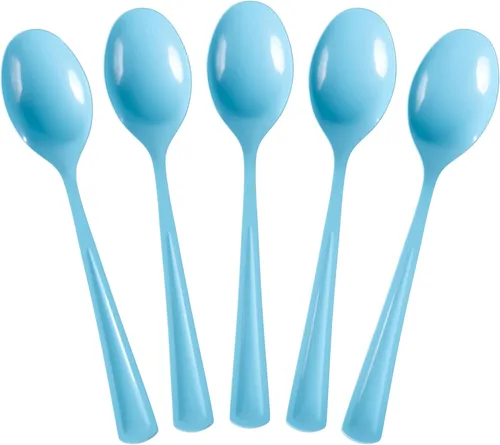 Vista 19 de Party Solids Cucharas de plástico negras, 100 piezas, cucharas negras, utensilios desechables, juego de cubiertos de plástico resistente