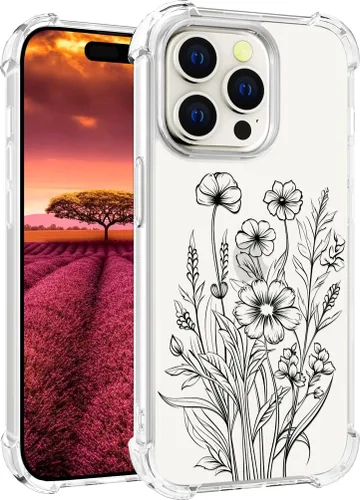 Vista 82 de Funda compatible con iPhone 15, bonita funda transparente para mujer, funda de silicona transparente para teléfono, color negro, tigre poderoso