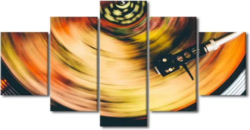 Vista 31 de Lienzo decorativo para pared, diseño de DJ Music Mixes the Track HD impreso en pinturas, 5 piezas de imágenes abstractas para sala de estar, obra